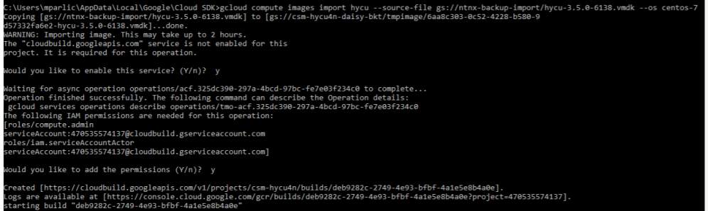 HYCU Protégé - Google Cloud SDK Shell