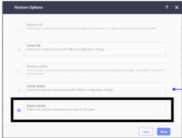 HYCU Protégé Export vDisks