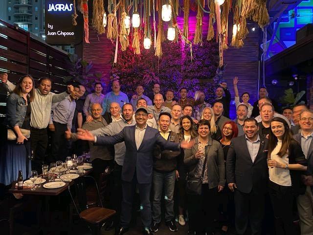 HYCU SKO Team celebrating a sales kick off in Miami