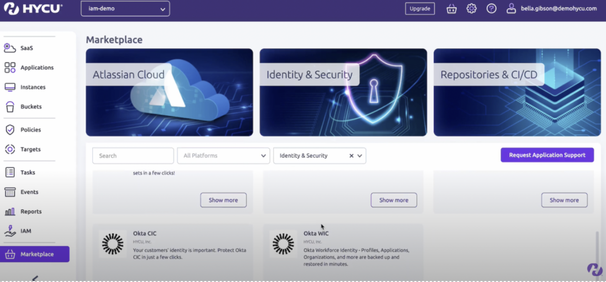 Screenshot of HYCU Marketplace