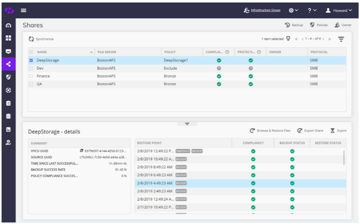 Restoring files with HYCU for Nutanix