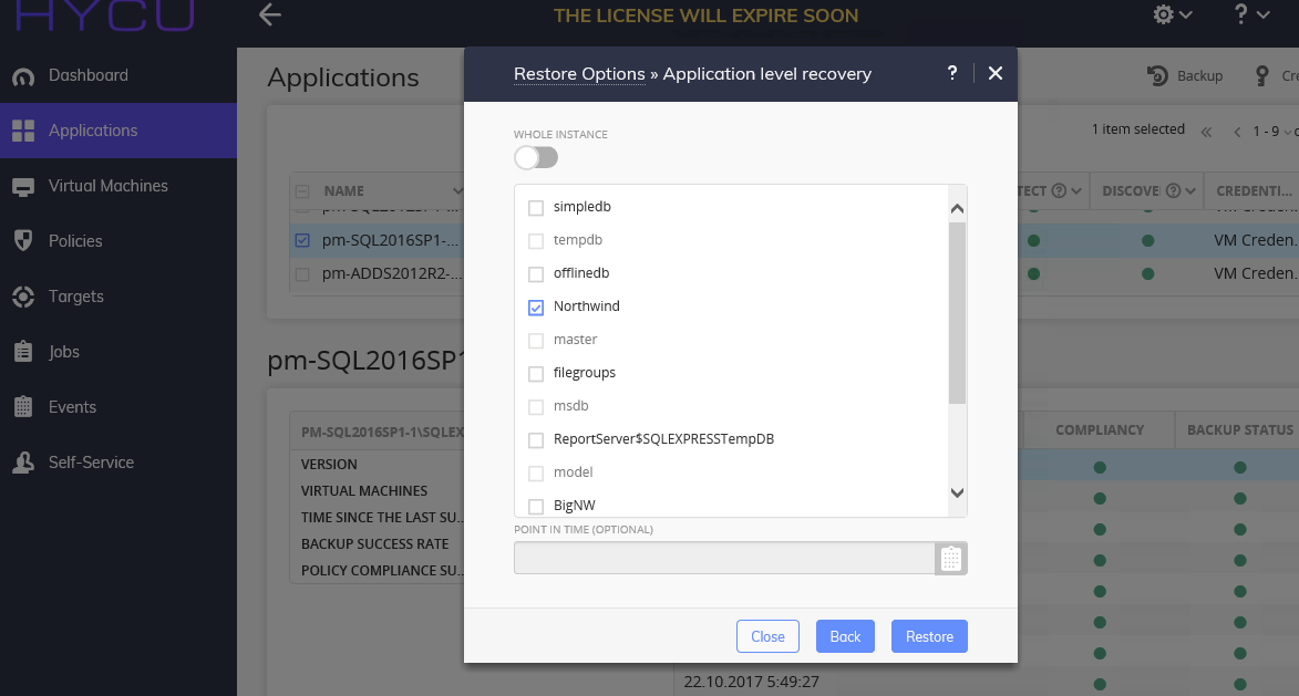 SQL Point-in-Time Recovery for AHV 
