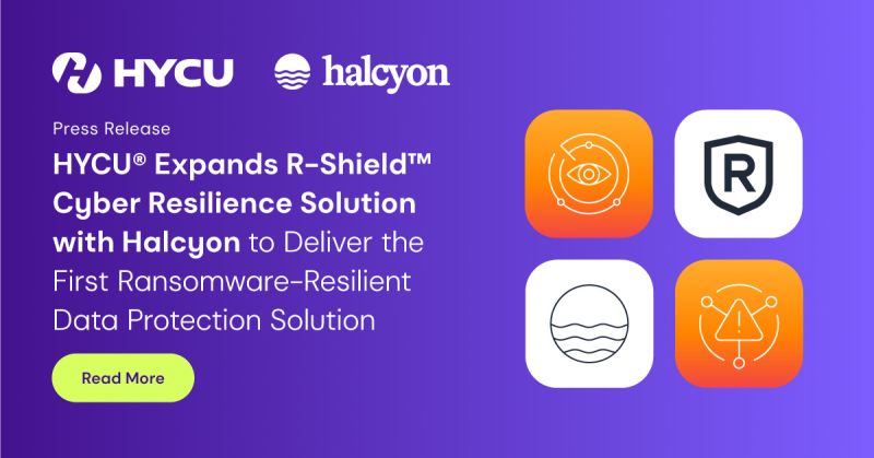 HYCU powers R-Shield with Halcyon ransomware and prevention functionality to detect and end ransomware.