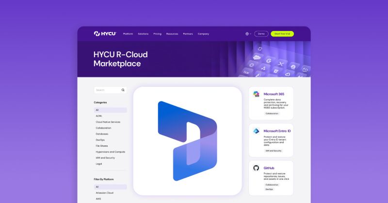 Microsoft Dynamics 365 available in the HYCU R-Cloud Marketplace for data protection and granular recovery