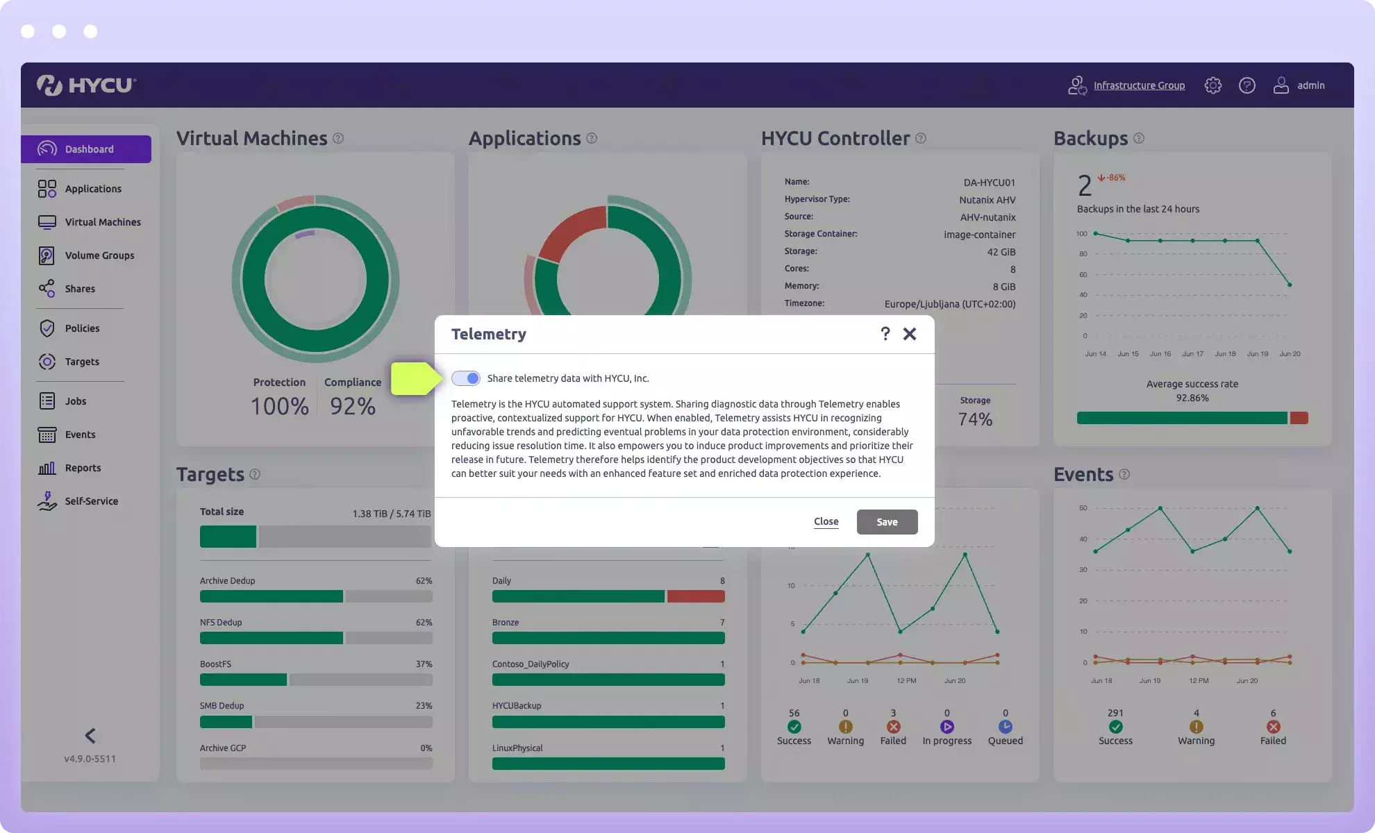 Share telemetry onboarding screenshot