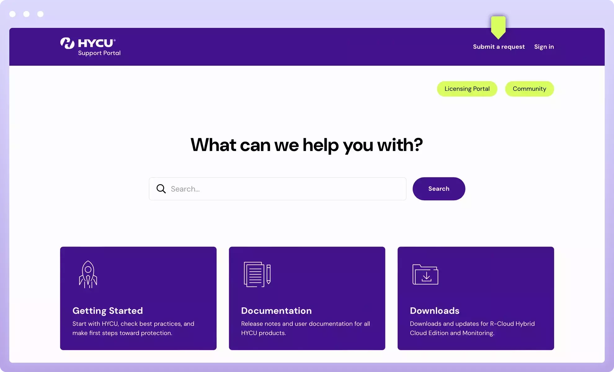 Submit support request onboarding screenshot