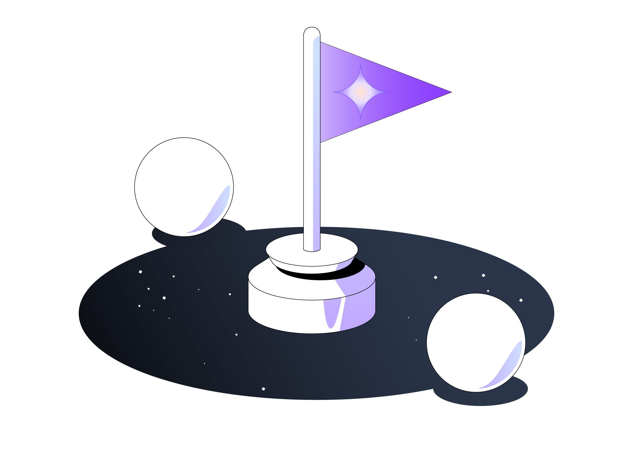 Two balls and flag graphic